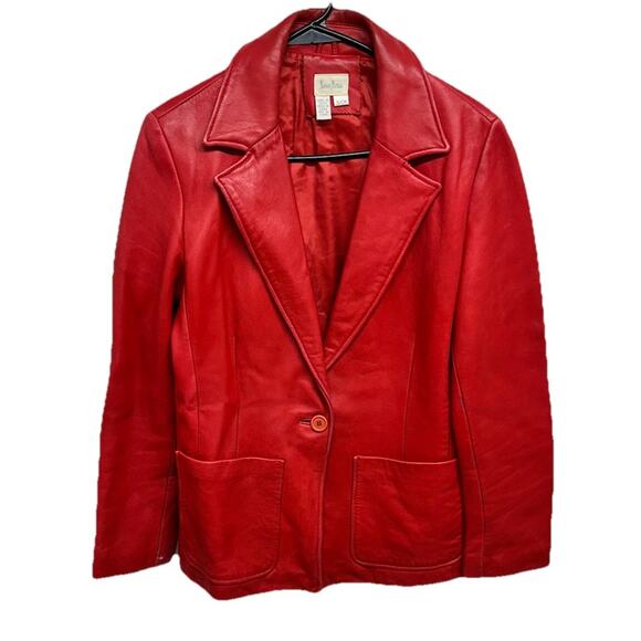 Neiman Marcus Jackets & Blazers - Vintage Neiman Marcus Women Small Blazer Red Leather 1 Button